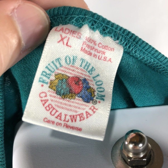 VTG 90’s Fruit Of The Loom Casual Wear Turquoise Womens Tank Top XL USA Made - Picture 8 of 10